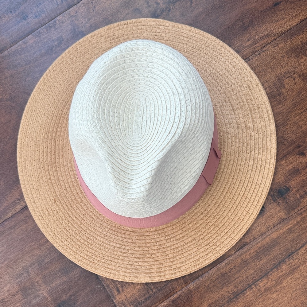 H&M Cream and Tan Wide Brim Hat